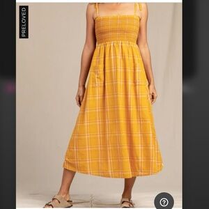 Toad&Co Willet Yellow Plaid Midi Dress
